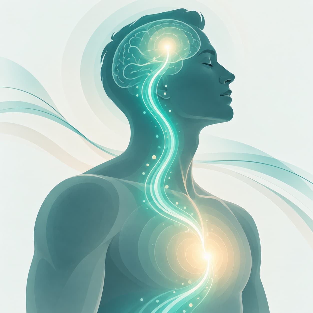 Illustration of a glowing path travelling from the heart to the brain, representing the whole-body benefits of improved zeta potential